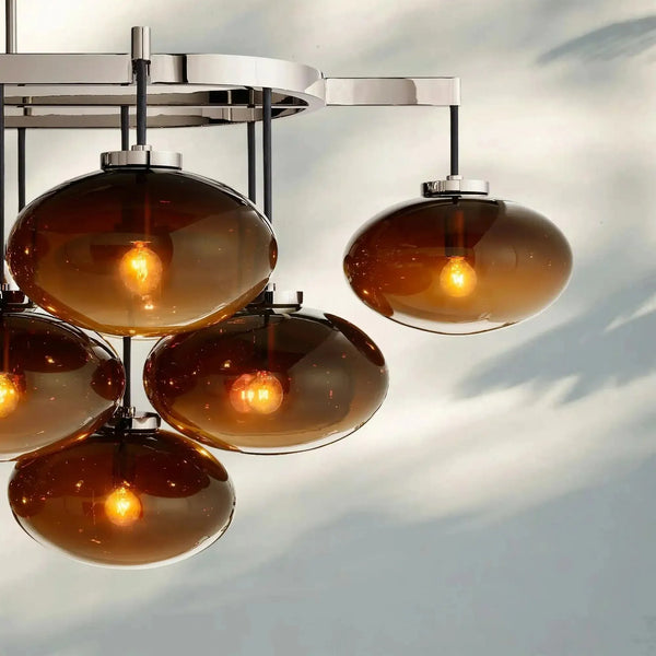 Cabrlet Clear/Amber Glass Linear Chandelier - Arialamps