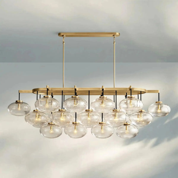 Cabrlet Clear/Amber Glass Linear Chandelier - Arialamps