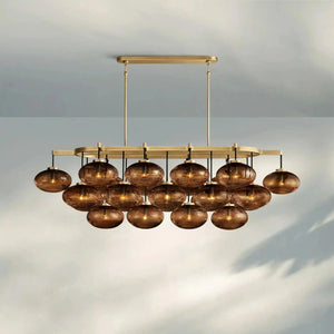 Cabrlet Clear/Amber Glass Linear Chandelier - Arialamps