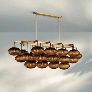 Cabrlet Clear/Amber Glass Linear Chandelier - Arialamps
