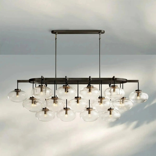 Cabrlet Clear/Amber Glass Linear Chandelier - Arialamps