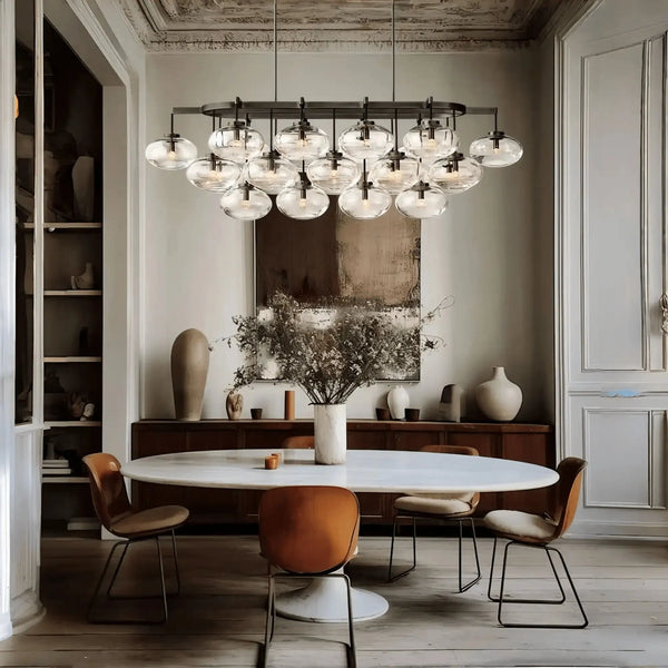 Cabrlet Clear/Amber Glass Linear Chandelier - Arialamps