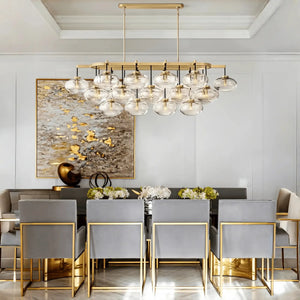 Cabrlet Clear/Amber Glass Linear Chandelier - Arialamps