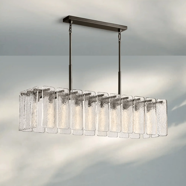 Calametta Glass Rectangular Chandelier 60" 72" - Arialamps