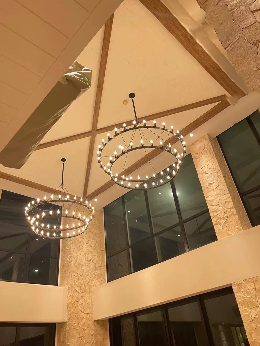 Dania Vintage Candelabra Two-Tier Round Chandelier