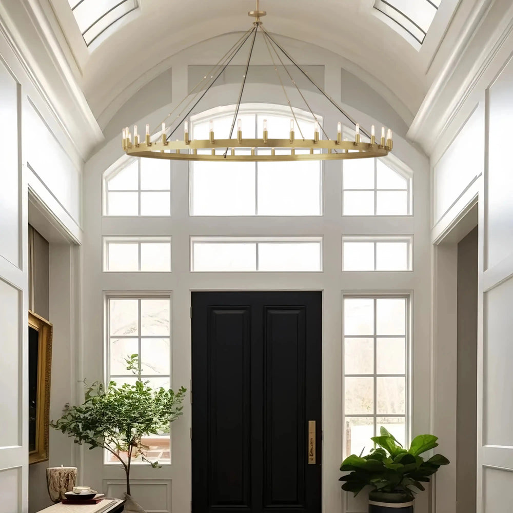 Camina Luxury Vintage Round Chandelier-Round 73'' 36-Light-Matte Black-Filament