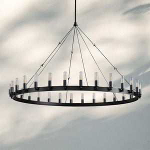 Camina Luxury Vintage Round Chandelier-Round 73'' 36-Light-Matte Black-Candelabra