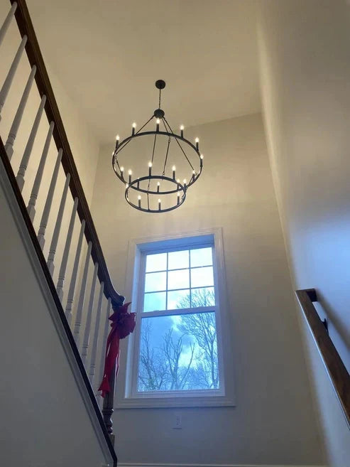 Dania Vintage Candelabra Two-Tier Round Chandelier