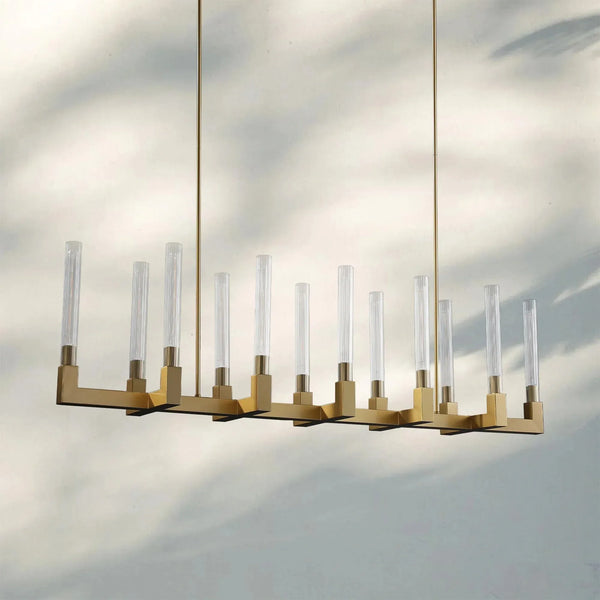 Cannel Candlestick Glass Linear Chandelier-