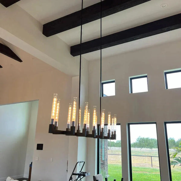 Cannel Candlestick Glass Linear Chandelier-Arialamps