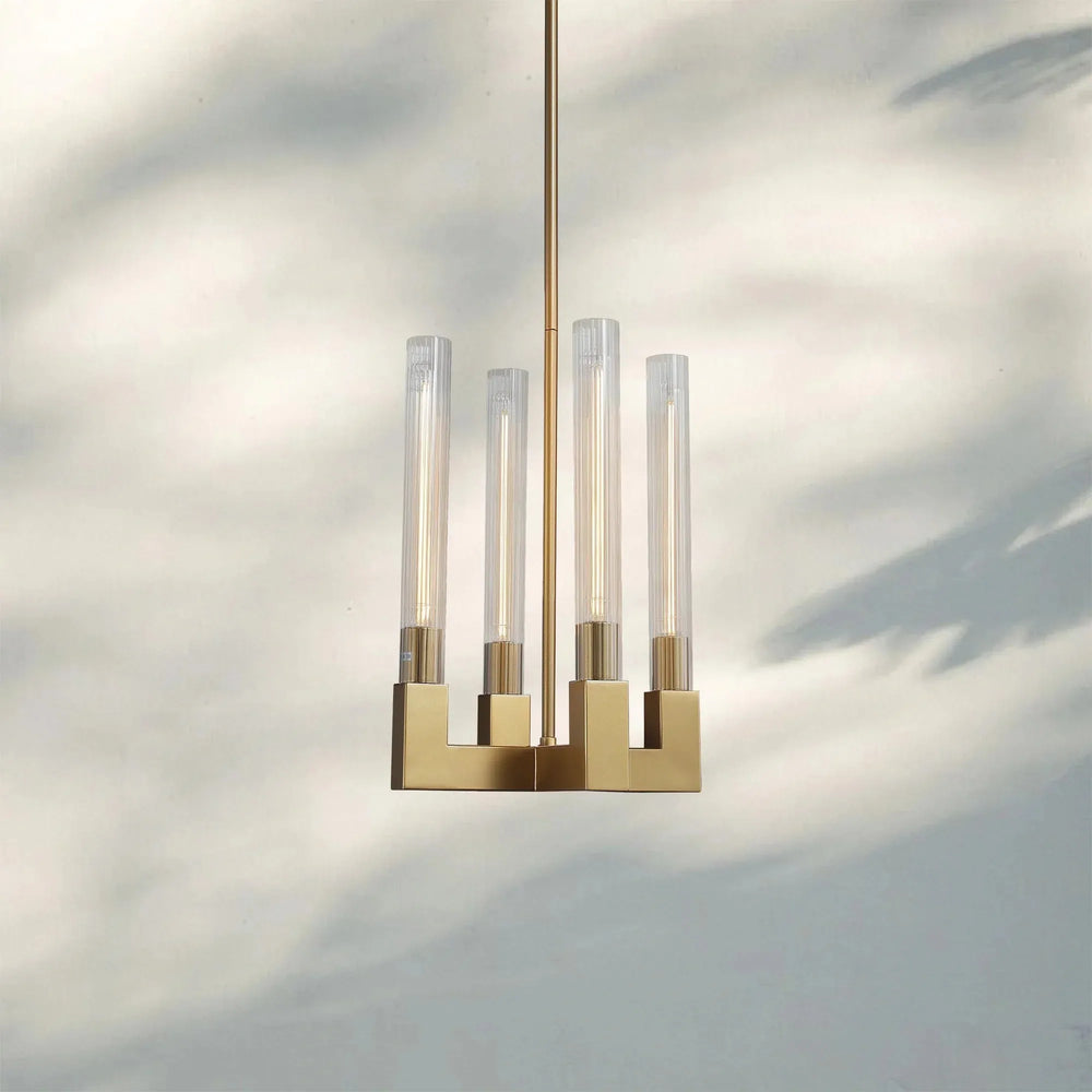 Cannel Candlestick Glass Pendant Light-Lacquered Burnished Brass-