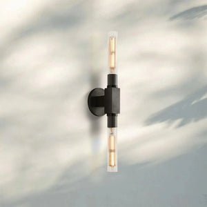 Cannel Glass Linear Wall Sconce-Bronze-