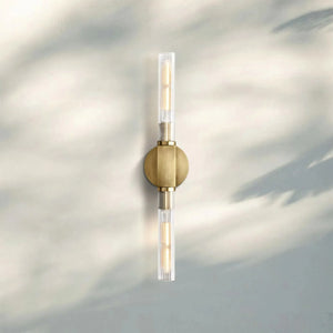 Cannel Glass Linear Wall Sconce-Brass-