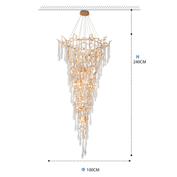 Cecily Crystal Branch Chandelier H 94.49" - Ineffable Lighting