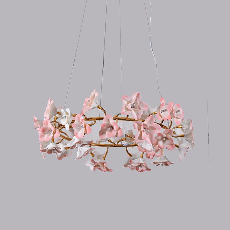 Ceramic Blossom Flower Round Bedroom Chandelier-Chandeliers-Arialamps