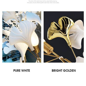 Ceramic Ginkgo Branch Chandelier Light-chandeliers for dining room,chandeliers for stairw-Arialamps
