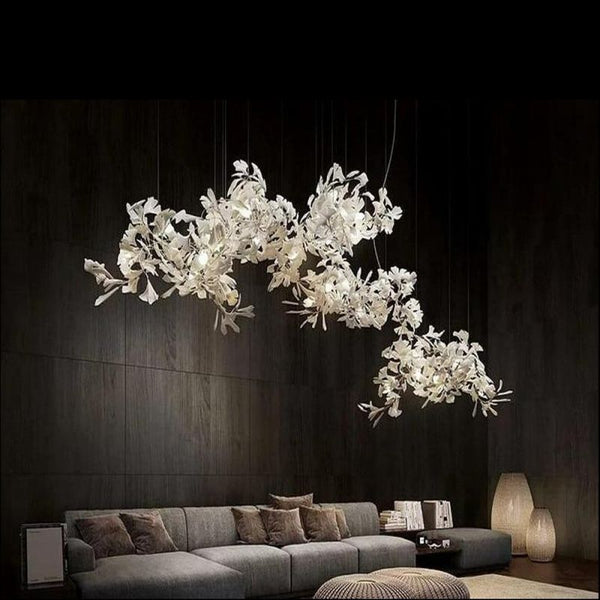 Ceramic Ginkgo Branch Chandelier Light-chandeliers for dining room,chandeliers for stairw-Arialamps