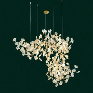 Ceramic Ginkgo Branch Chandelier Light-chandeliers for dining room,chandeliers for stairw-Arialamps