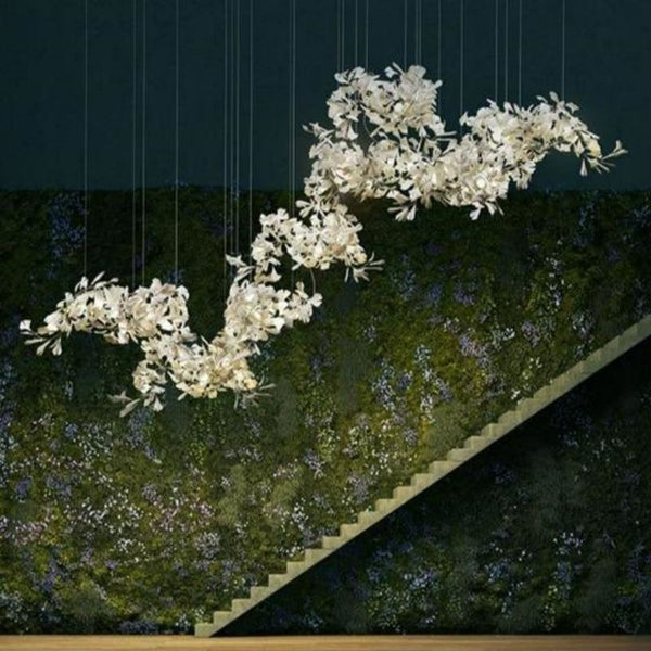 Ceramic Ginkgo Branch Chandelier Light-chandeliers for dining room,chandeliers for stairw-Arialamps