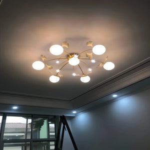 Ceramic Ginkgo Glass Ceiling Lamp-