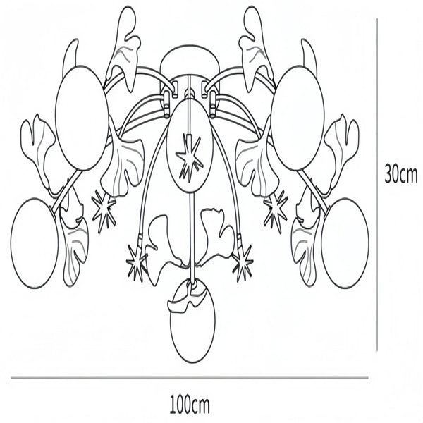 Ceramic Ginkgo Glass Ceiling Lamp-
