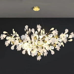 Ceramic Ginkgo Linear Branch Chandelier-
