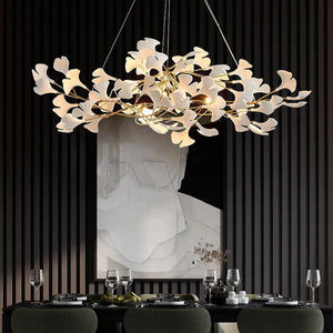 Ceramic Petal Modern Linear Branch Chandelier
