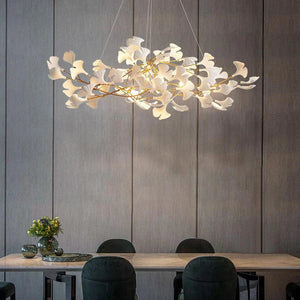 Ceramic Petal Modern Linear Branch Chandelier
