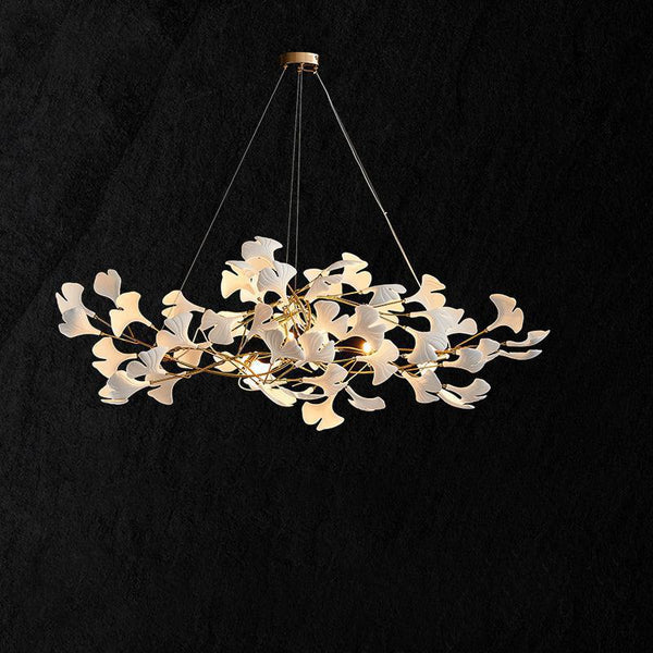 Ceramic Petal Modern Linear Branch Chandelier