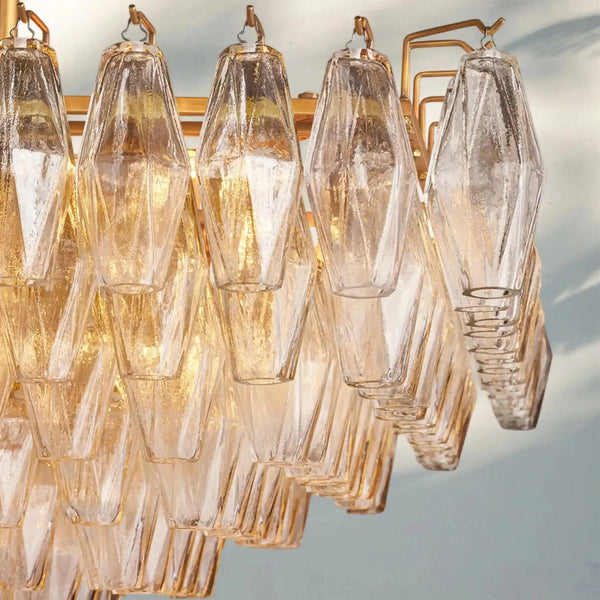 Chiare Glass Tiered Rectangular Chandelier 54'' 74''-