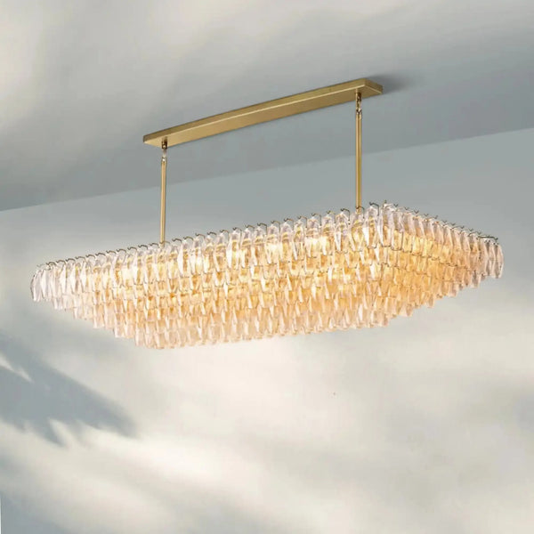Chiare Glass Tiered Rectangular Chandelier 54'' 74''-