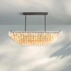 Chiare Glass Tiered Rectangular Chandelier 54'' 74''-54''-Bronze-Clear