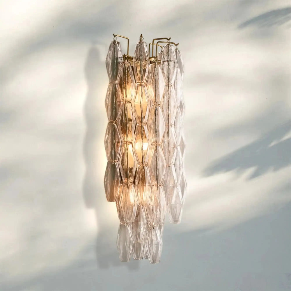 Chiare Glass Wall Sconce 19'' 30''-31''-Brass-Clear