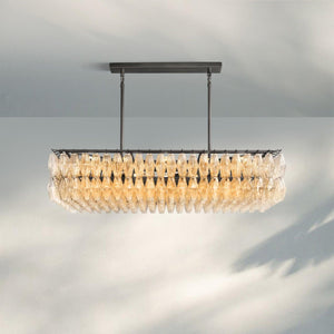 Chiare Modern Glass Rectangular Glass Chandelier 54" 74″-54''-Bronze-Clear
