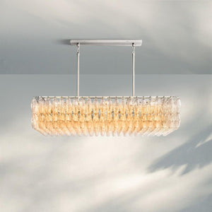 Chiare Modern Glass Rectangular Glass Chandelier 54" 74″-54''-Satin Nickel-Clear
