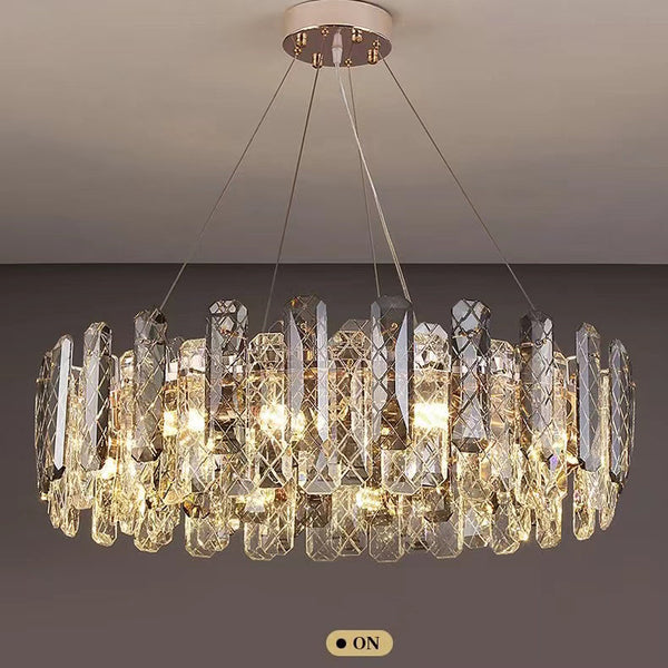 Modern Smoky Gray Crystal Chandelier Gleamy Light Fixture for Living/Dining Room/ Bedroom/ Home Office