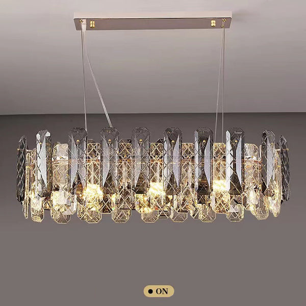 Modern Smoky Gray Crystal Chandelier Gleamy Light Fixture for Living/Dining Room/ Bedroom/ Home Office
