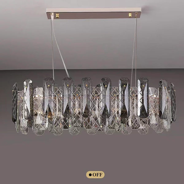 Modern Smoky Gray Crystal Chandelier Gleamy Light Fixture for Living/Dining Room/ Bedroom/ Home Office