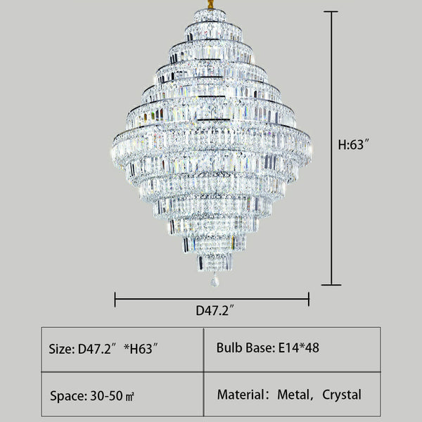 Chrome/ Silver/ Gold Extra Large Chandelier For Foyer Living Room Staircase Crystal Ceiling Lighting Fixture