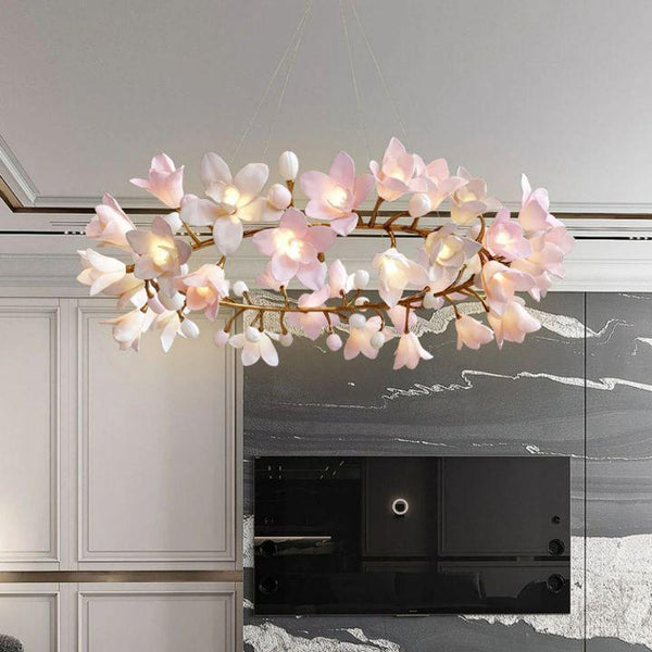 Circular Blossom Chandelier-chandeliers for dining room,chandeliers for stairways,chandeliers for foyer,chandeliers for bedrooms,chandeliers for kitchen,chandeliers for living room-Arialamps
