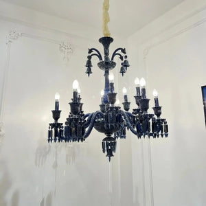 Classic Black Candle Style Chandelier Crystal Ceiling Pendant Lighting Fixture For Living/ Bedroom - Arialamps