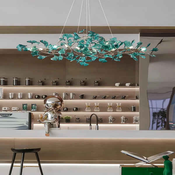 Colorful Glass Ginkgo Leaf Chandelier-chandeliers for dining room,chandeliers for stairways,chandeliers for foyer,chandeliers for bedrooms,chandeliers for kitchen,chandeliers for living room-Arialamps