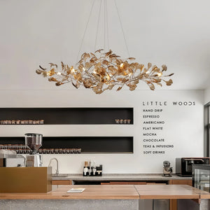 Gold Ginkgo Leaf Chandelier
