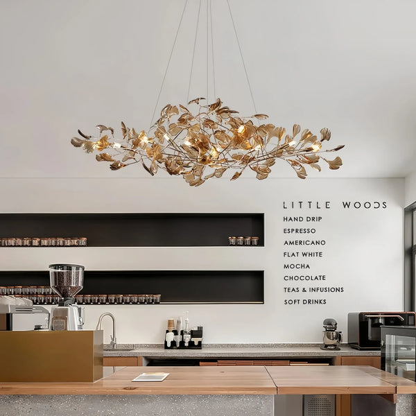 Gold Ginkgo Leaf Chandelier