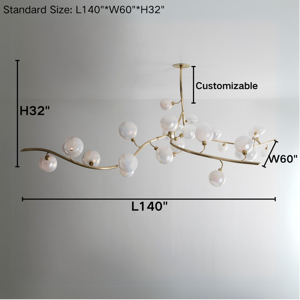 Contemporary Hand-blown Glass Globes Branch Chandelier for Dining Room Living Room and Kitchen Island-Chandeliers-Arialamps