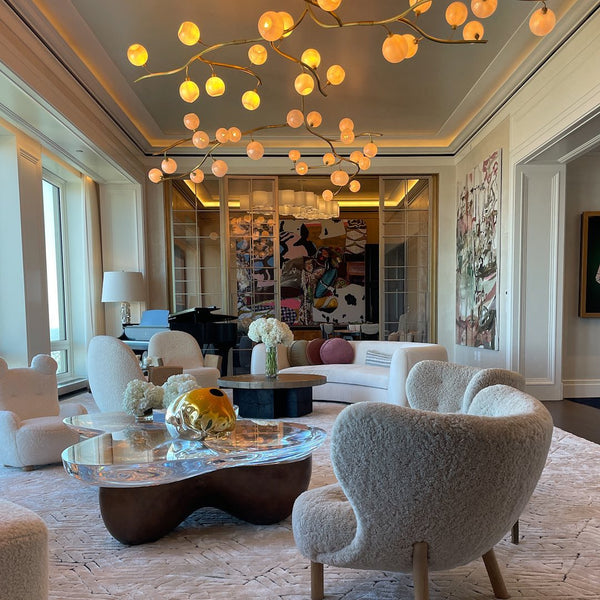 Contemporary Hand-blown Glass Globes Branch Chandelier for Dining Room Living Room and Kitchen Island-Chandeliers-Arialamps