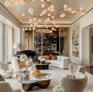 Contemporary Hand-blown Glass Globes Branch Chandelier for Dining Room Living Room and Kitchen Island-Chandeliers-Arialamps