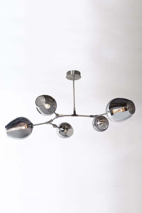 Covington Drop Globe Branching Bubble Chandelier 30''-Chandelier-Smoke Glass-Brass-Arialamps