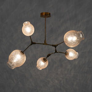 Covington Drop Globe Branching Bubble Chandelier 30''-Chandelier-Champagne Crackle Glass-Brass-Arialamps