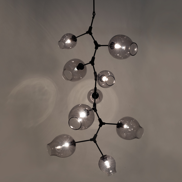 Covington Drop Globe Branching Bubble Chandelier 38''-Chandelier-Smoke Glass-Bronze-Arialamps